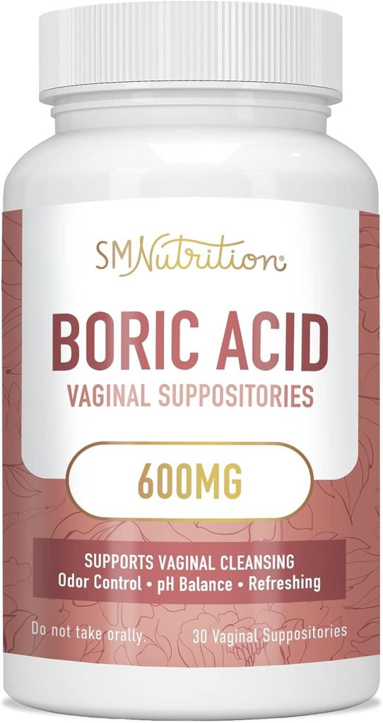 Boric Acid Suppositories for Women | 600mg | for pH Balance, Vaginal Odor  Itching | Feminine Intimate Health Supplement with Boric Acid  Aloe Vera | Unscented  Free of Artificial Dyes | 30 Count