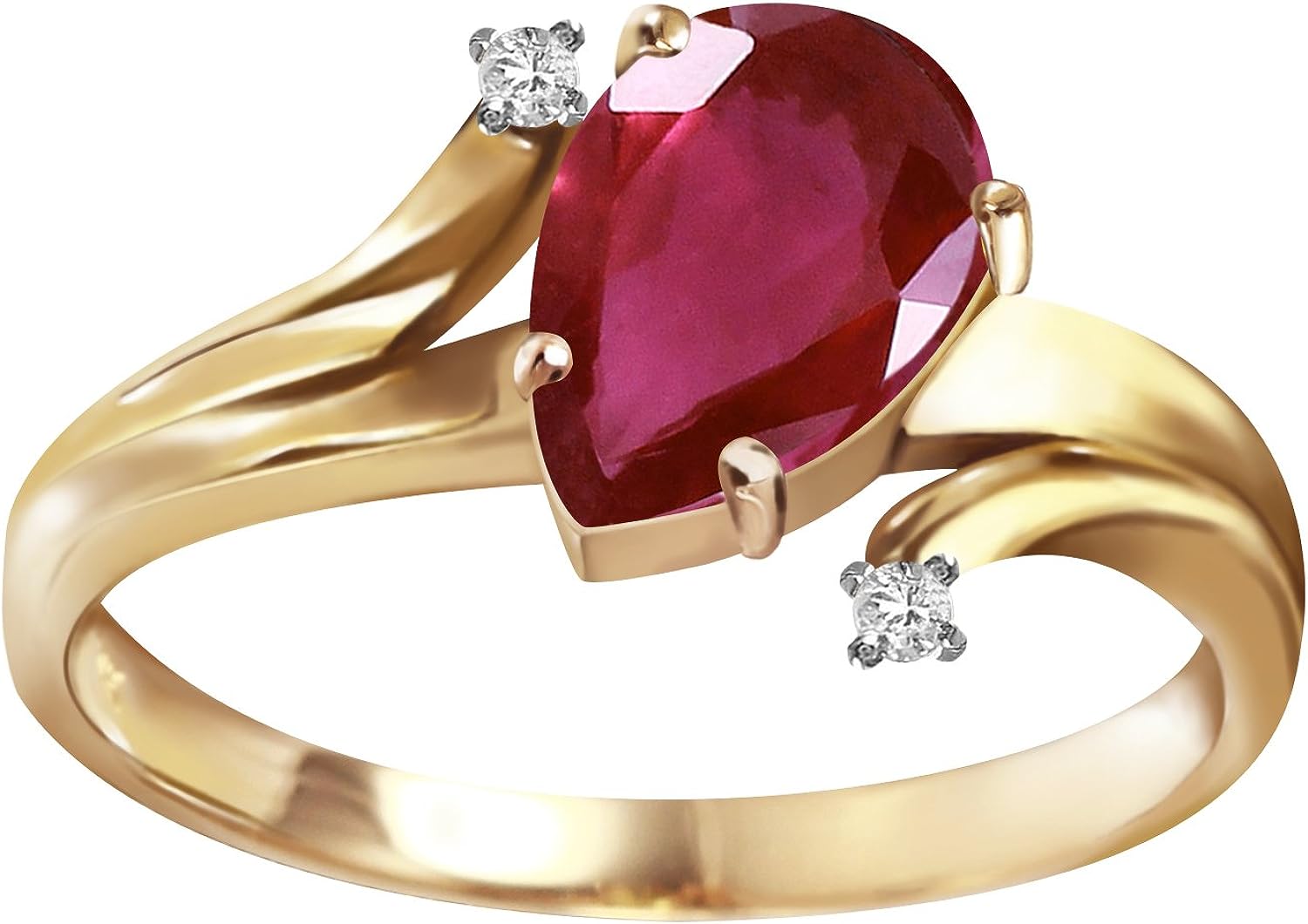 Galaxy Gold GG 1.51 ct 14k Solid Gold Ring Diamonds Pear-Shaped Ruby Review