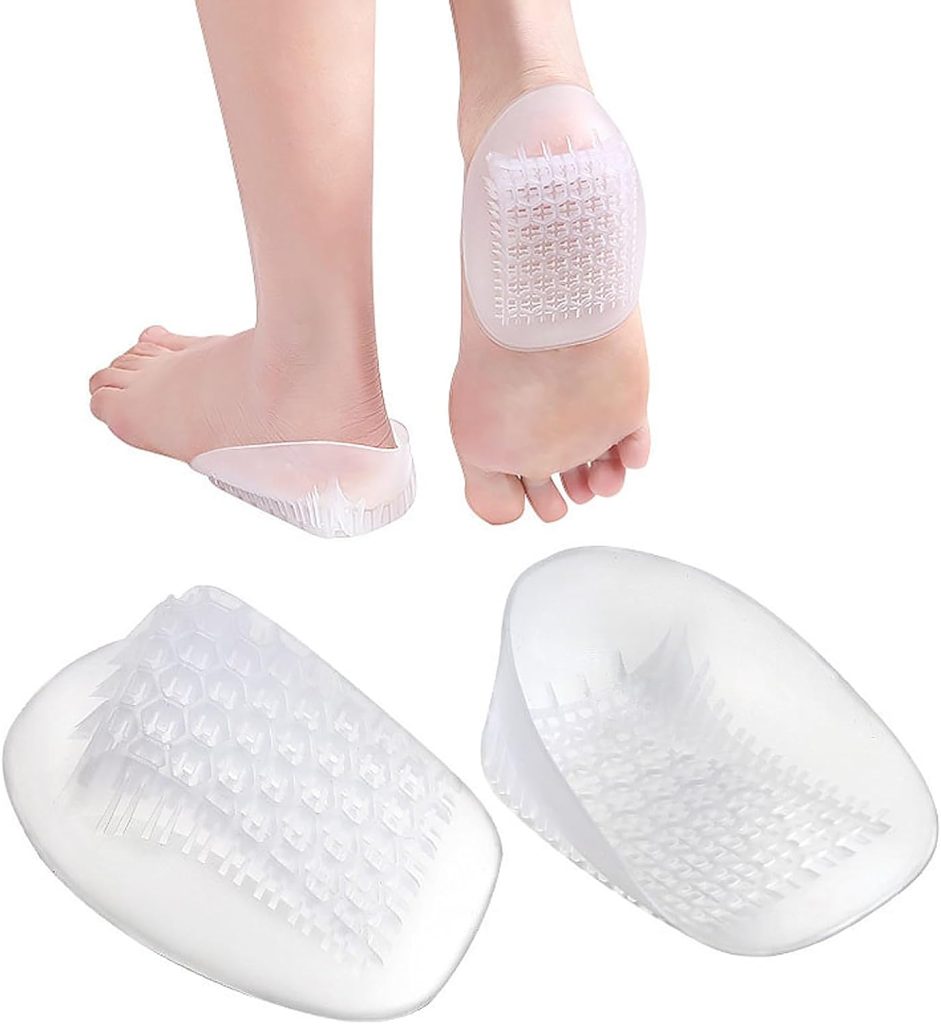 Heel Cups,Heavy Duty Heel Cups,1 Pair,Heel Cups for Heel Pain,ForPlantar Fasciitis,Heel Pain, Bone Spur Pain and Achilles Tendon Treatment and Shock Absorption Support（Transparent）