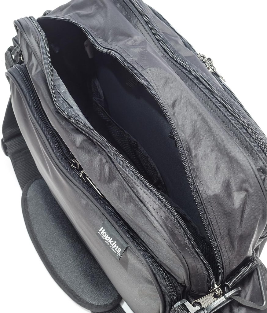 Hopkins Medical Products Original Home Health Shoulder Bag, 70D Waterproof Nylon, Fold-Down Compartment for Easy Access, Adjustable Straps for Ultimate Comfort, 14x11x7 inch, Black