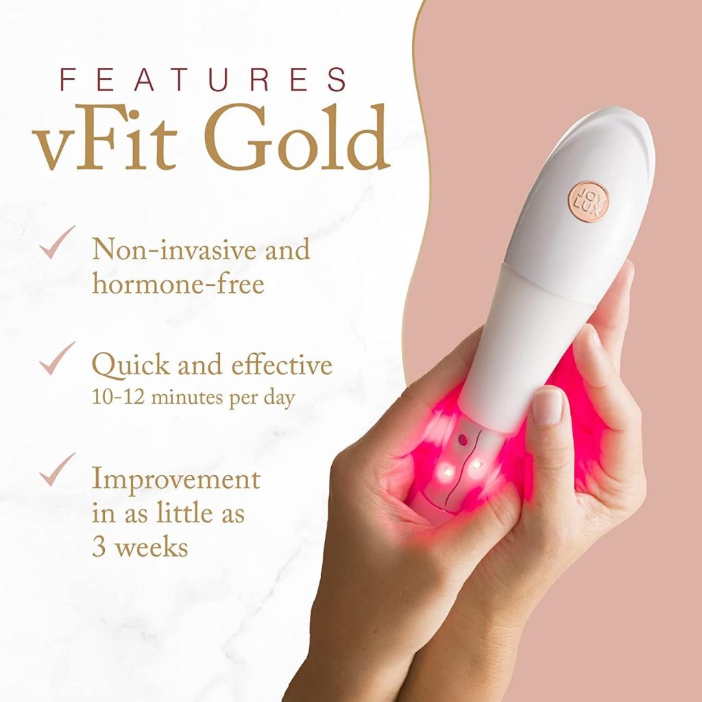 Joylux - vFit Gold Set, Red LED Light Intimate Health Device for Women, Intimate Wellness System for Menopausal Women  New Mothers, Promotes Natural Hydration  Helps Tighten Pelvic Floor